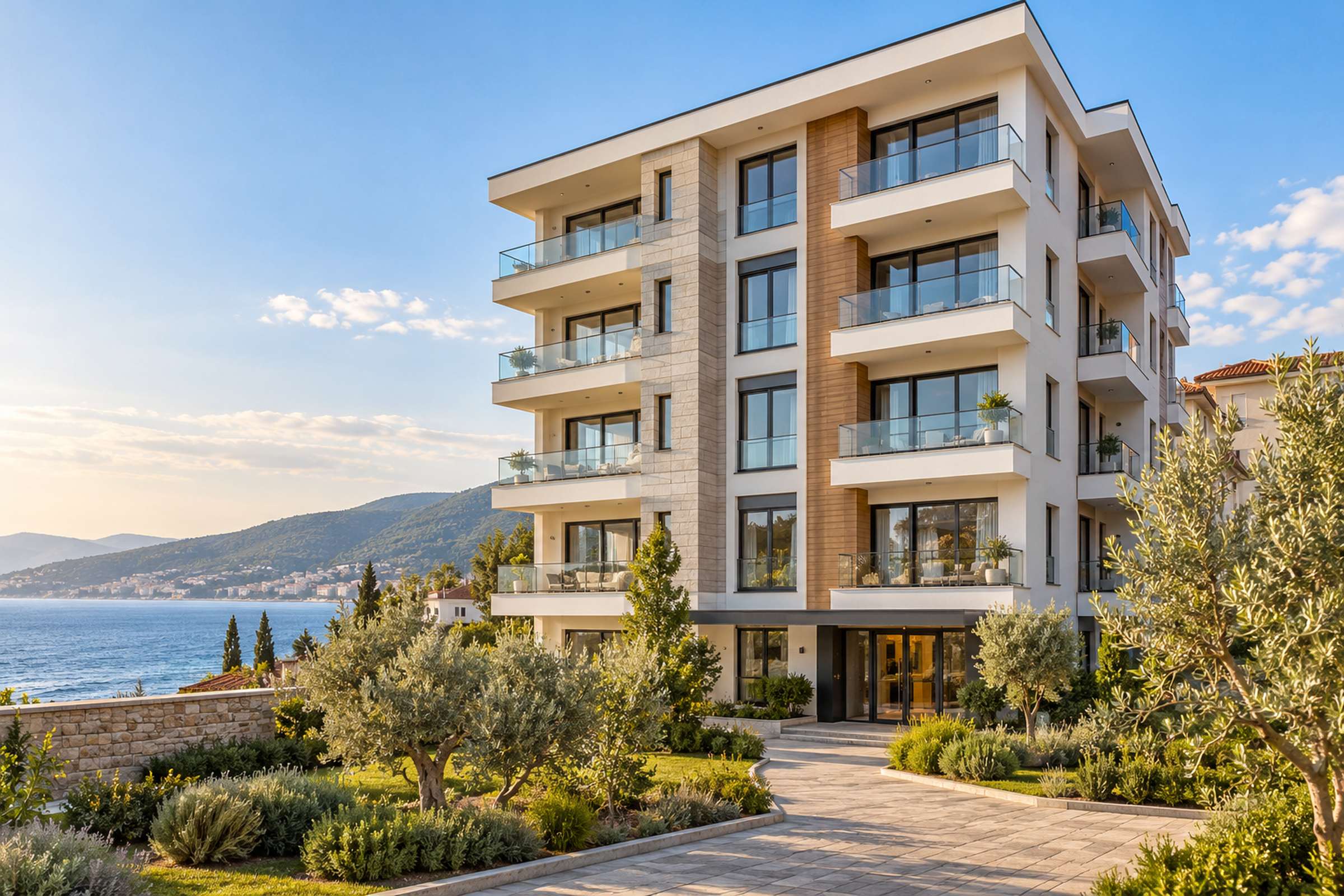 Güzelyalı’da sahile yakın, bahçeli site içinde apartman
